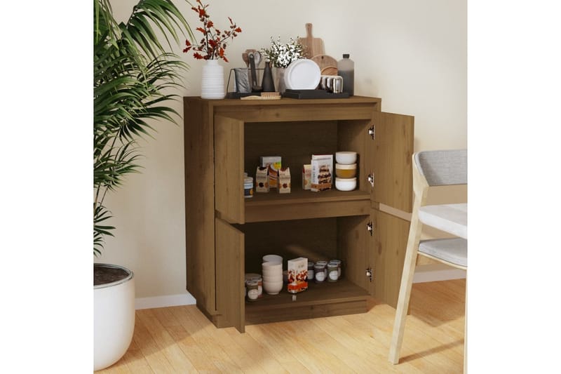 skænk 60x34x75 cm massivt fyrretræ gyldenbrun - Brun - Opbevaring - Opbevaringsmøbler - Skænke & sideboards