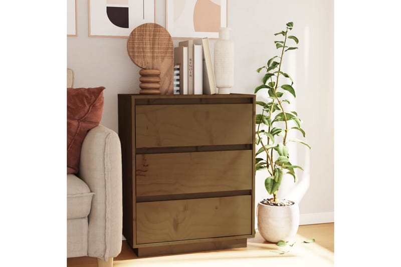 skænk 60x34x75 cm massivt fyrretræ gyldenbrun - Brun - Skænke & sideboards