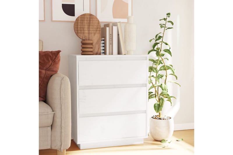 skænk 60x34x75 cm massivt fyrretræ hvid - Hvid - Skænke & sideboards