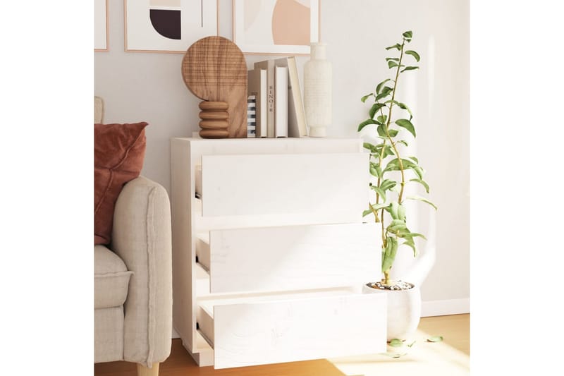 skænk 60x34x75 cm massivt fyrretræ hvid - Hvid - Opbevaring - Opbevaringsmøbler - Skænke & sideboards