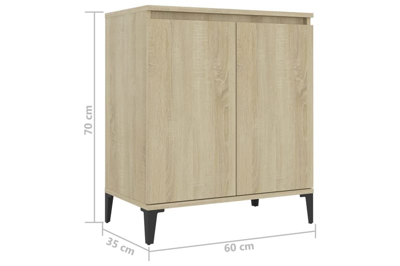 skænk 60x35x70 cm spånplade sonoma-eg - Brun - Skænke & sideboards