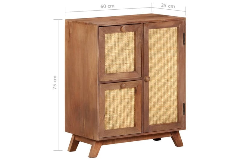 skænk 60x35x75 cm massivt mangotræ - Brun - Skænke & sideboards