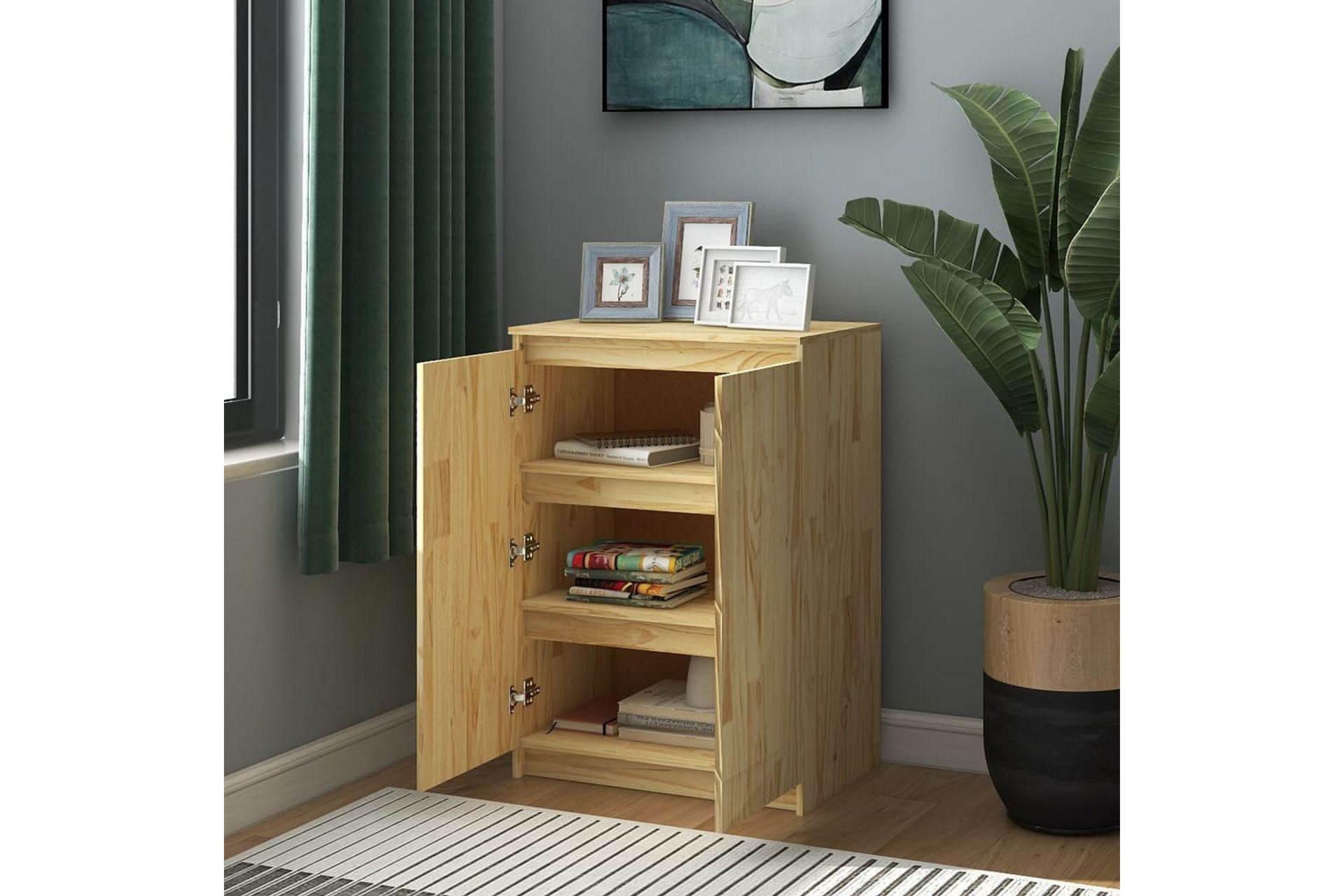 skænk 60x36x84 cm massivt fyrretræ - Brun - Opbevaring - Opbevaringsmøbler - Skænke & sideboards
