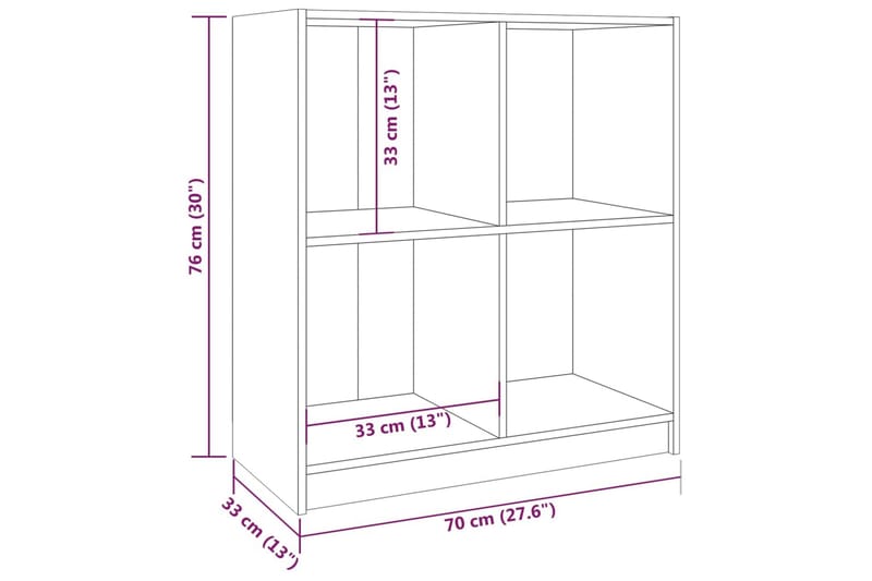 skænk 70x33x76 cm massivt fyrretræ - Brun - Opbevaring - Opbevaringsmøbler - Skænke & sideboards