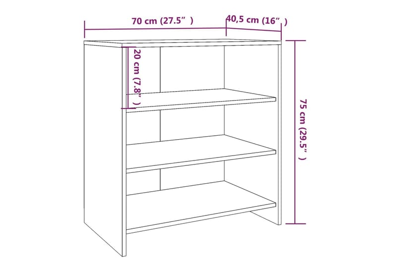 skænk 70x40,5x75 cm spånplade røget egetræsfarve - Brun - Opbevaring - Opbevaringsmøbler - Skænke & sideboards