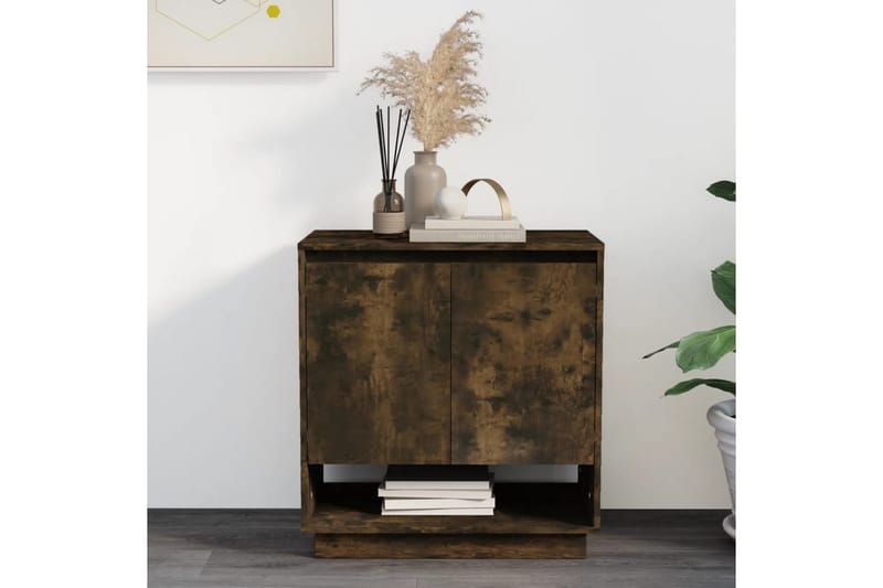 skænk 70x41x75 cm spånplade røget egetræsfarve - Brun - Skænke & sideboards