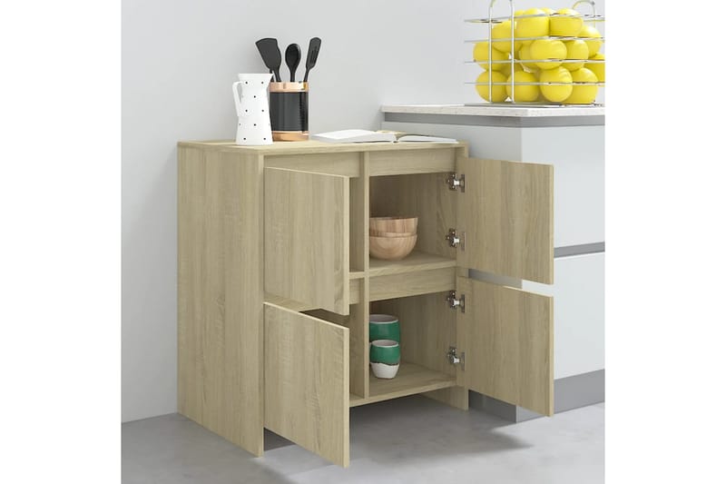 skænk 70x41x75 cm spånplade sonoma-eg - Brun - Skænke & sideboards