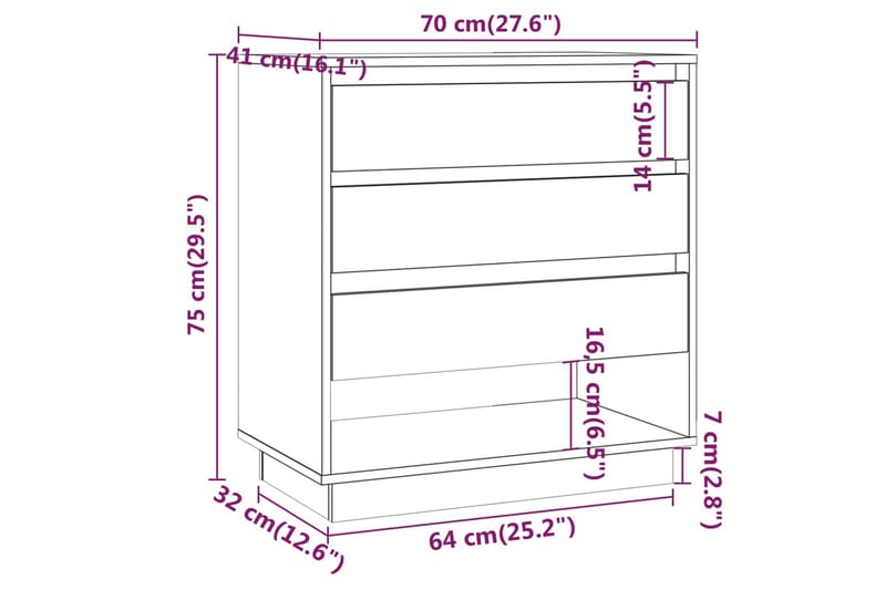 skænk 70x41x75 cm spånplade sonoma-eg - Brun - Opbevaring - Opbevaringsmøbler - Skænke & sideboards
