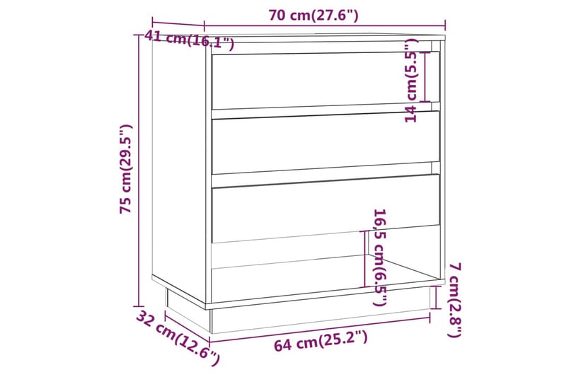 skænk 70x41x75 cm spånplade sonoma-eg - Brun - Skænke & sideboards