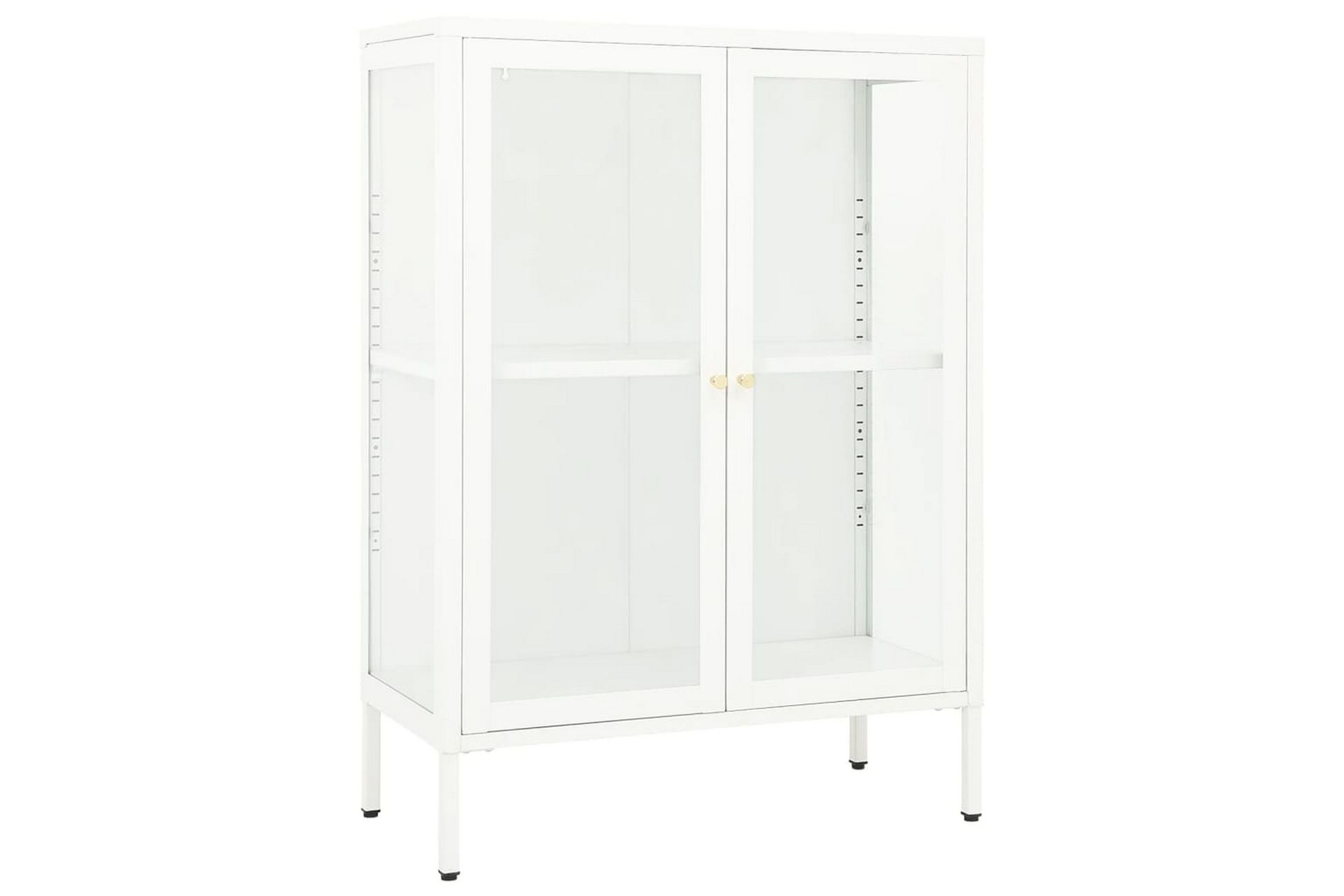 skænk 75x35x105 cm stål og glas hvid - Hvid - Opbevaring - Opbevaringsmøbler - Skænke & sideboards