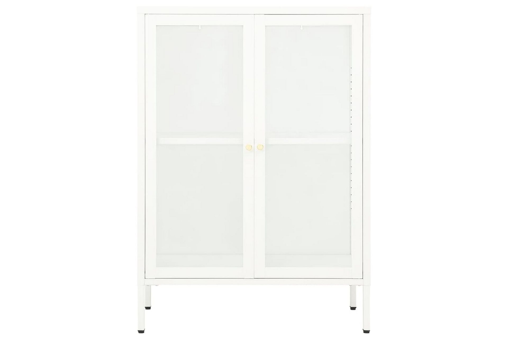 skænk 75x35x105 cm stål og glas hvid - Hvid - Opbevaring - Opbevaringsmøbler - Skænke & sideboards