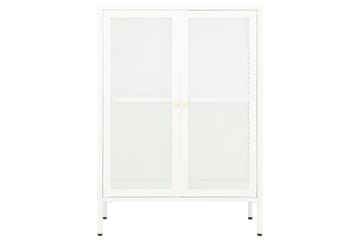 skænk 75x35x105 cm stål og glas hvid - Hvid - Opbevaring - Opbevaringsmøbler - Skænke & sideboards