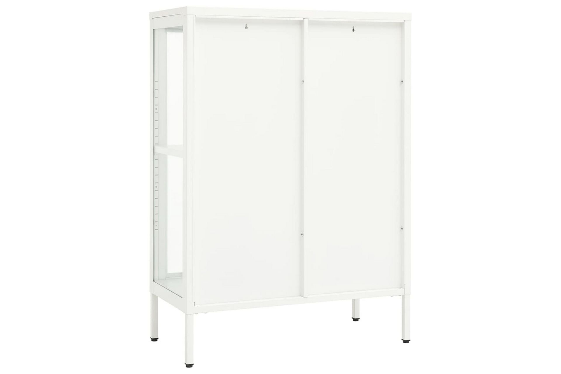skænk 75x35x105 cm stål og glas hvid - Hvid - Opbevaring - Opbevaringsmøbler - Skænke & sideboards