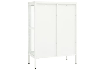 skænk 75x35x105 cm stål og glas hvid - Hvid - Opbevaring - Opbevaringsmøbler - Skænke & sideboards