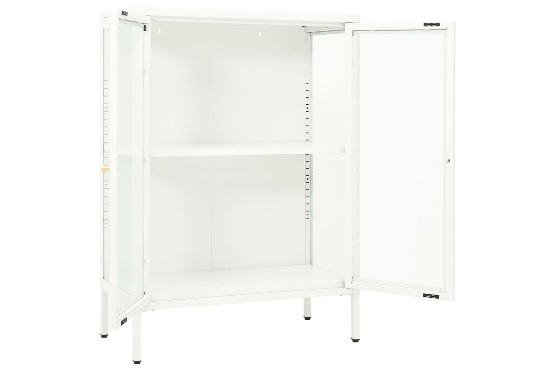 skænk 75x35x105 cm stål og glas hvid - Hvid - Opbevaring - Opbevaringsmøbler - Skænke & sideboards