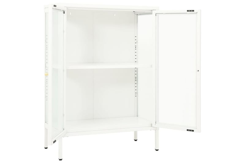 skænk 75x35x105 cm stål og glas hvid - Hvid - Opbevaring - Opbevaringsmøbler - Skænke & sideboards