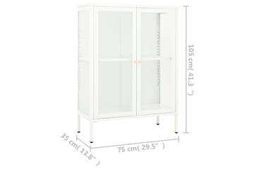 skænk 75x35x105 cm stål og glas hvid - Hvid - Opbevaring - Opbevaringsmøbler - Skænke & sideboards