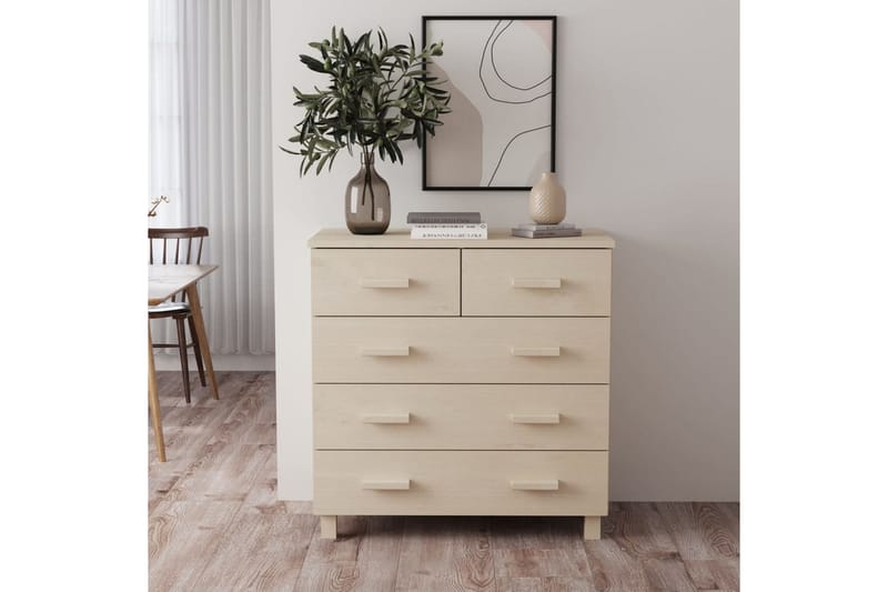 skænk 79x40x80 cm massivt fyrretræ gyldenbrun - Brun - Skænke & sideboards