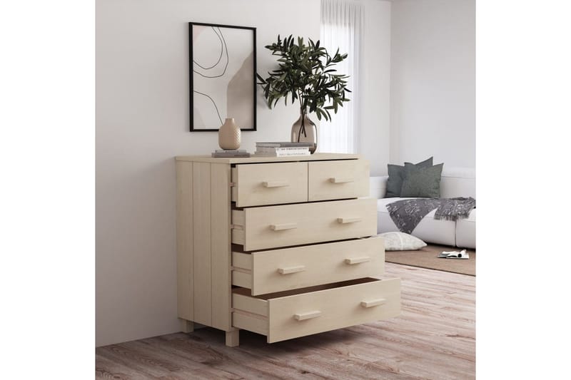 skænk 79x40x80 cm massivt fyrretræ gyldenbrun - Brun - Skænke & sideboards