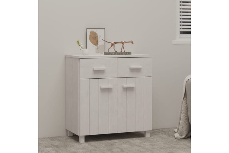 skænk 79x40x80 cm massivt fyrretræ hvid - Hvid - Opbevaring - Opbevaringsmøbler - Skænke & sideboards