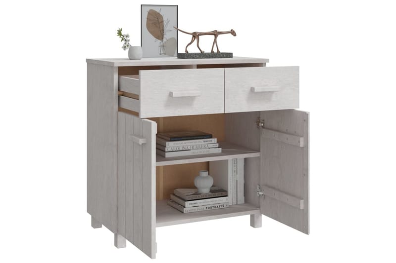 skænk 79x40x80 cm massivt fyrretræ hvid - Hvid - Opbevaring - Opbevaringsmøbler - Skænke & sideboards