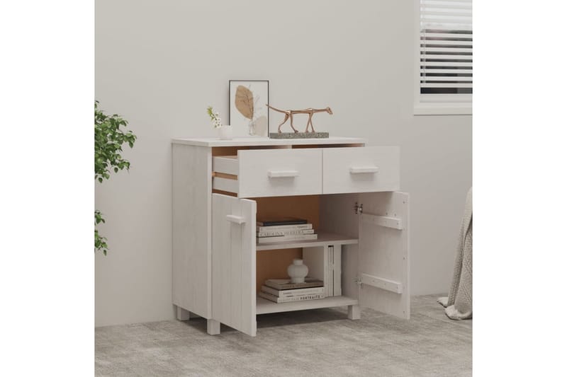 skænk 79x40x80 cm massivt fyrretræ hvid - Hvid - Opbevaring - Opbevaringsmøbler - Skænke & sideboards