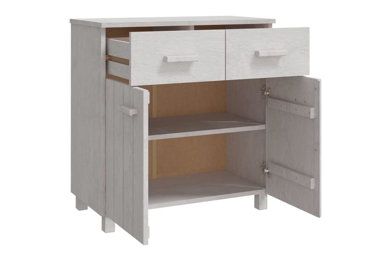 skænk 79x40x80 cm massivt fyrretræ hvid - Hvid - Opbevaring - Opbevaringsmøbler - Skænke & sideboards