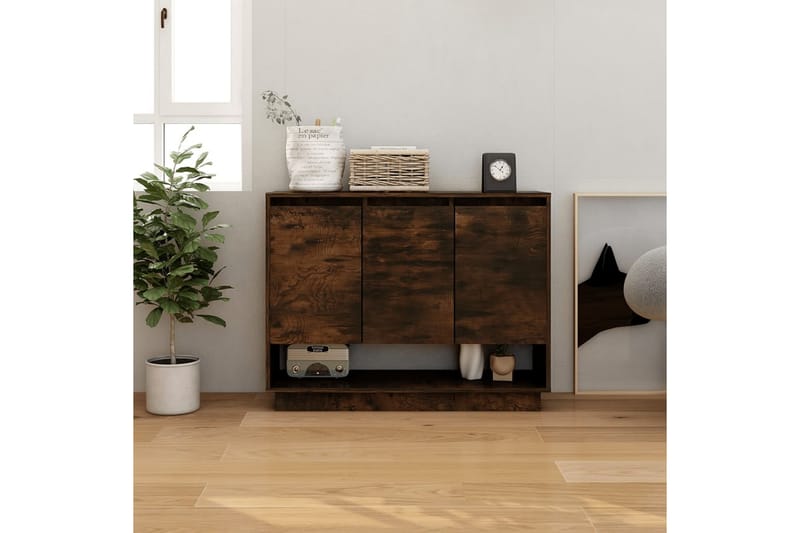 skænk 97x31x75 cm spånplade røget egetræsfarve - Brun - Skænke & sideboards