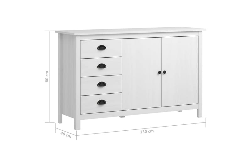 Skænk Hill Range 130x40x80 cm Massivt Fyrretræ Hvid - Opbevaring - Opbevaringsmøbler - Skænke & sideboards