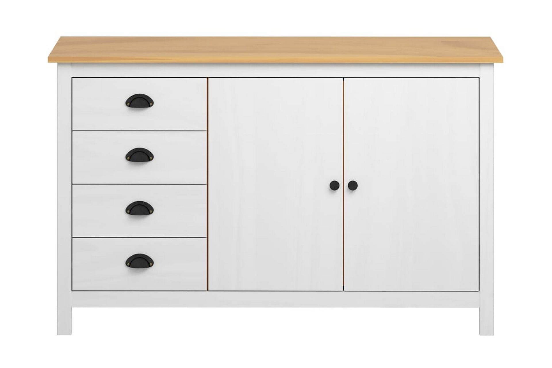 Skænk Hill Range 130x40x80 cm Massivt Fyrretræ Hvid - Opbevaring - Opbevaringsmøbler - Skænke & sideboards
