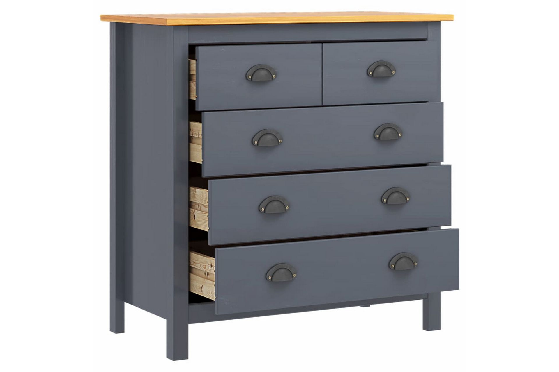 Skænk Hill Range 79x40x80 cm Massivt Fyrretræ Grå - Opbevaring - Opbevaringsmøbler - Skænke & sideboards