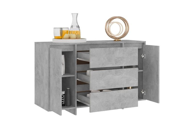skænk med 3 skuffer 120x41x75 cm spånplade betongrå - Grå - Opbevaring - Opbevaringsmøbler - Skænke & sideboards