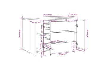 skænk med 3 skuffer 120x41x75 cm spånplade hvid - Hvid - Opbevaring - Opbevaringsmøbler - Skænke & sideboards