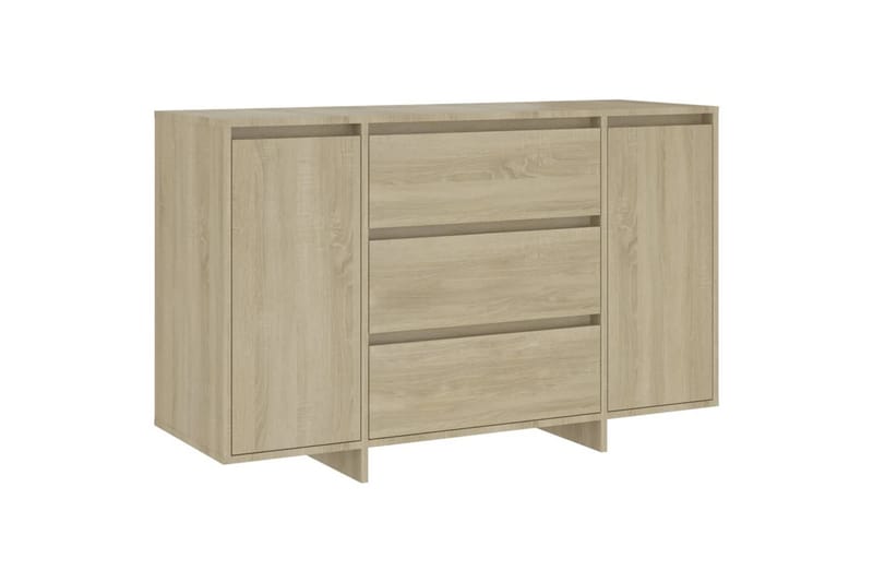 skænk med 3 skuffer 120x41x75 cm spånplade sonoma-eg - Brun - Skænke & sideboards