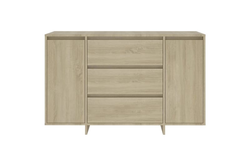 skænk med 3 skuffer 120x41x75 cm spånplade sonoma-eg - Brun - Skænke & sideboards