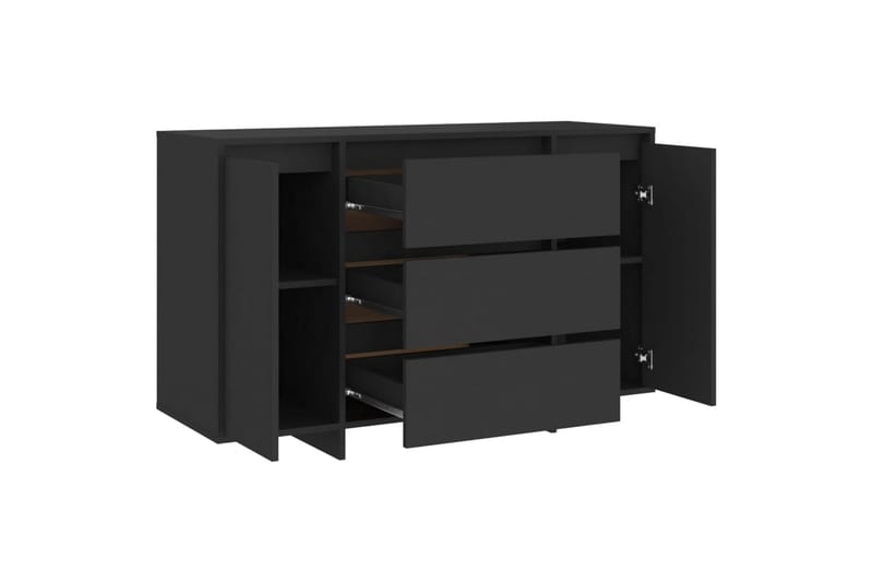 skænk med 3 skuffer 120x41x75 cm spånplade sort - Sort - Skænke & sideboards