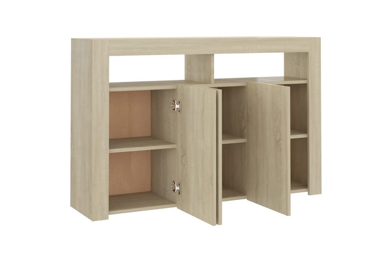 skænk med LED-lys 115,5x30x75 cm sonoma-eg - Brun - Skænke & sideboards