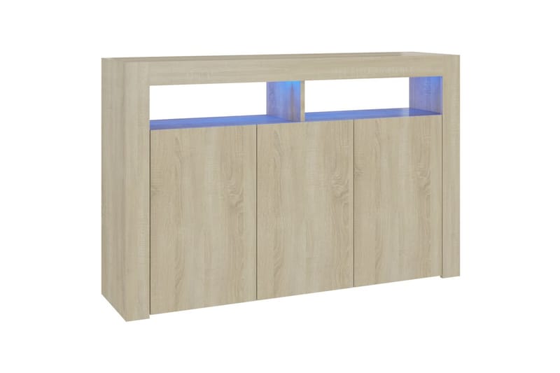 skænk med LED-lys 115,5x30x75 cm sonoma-eg - Brun - Skænke & sideboards