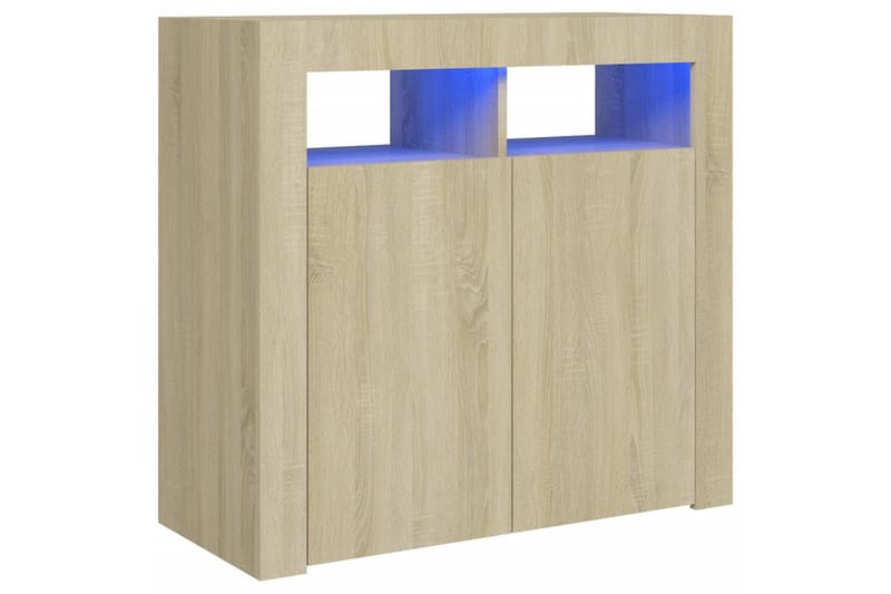 skænk med LED-lys 80x35x75 cm sonoma-eg - Brun - Skænke & sideboards