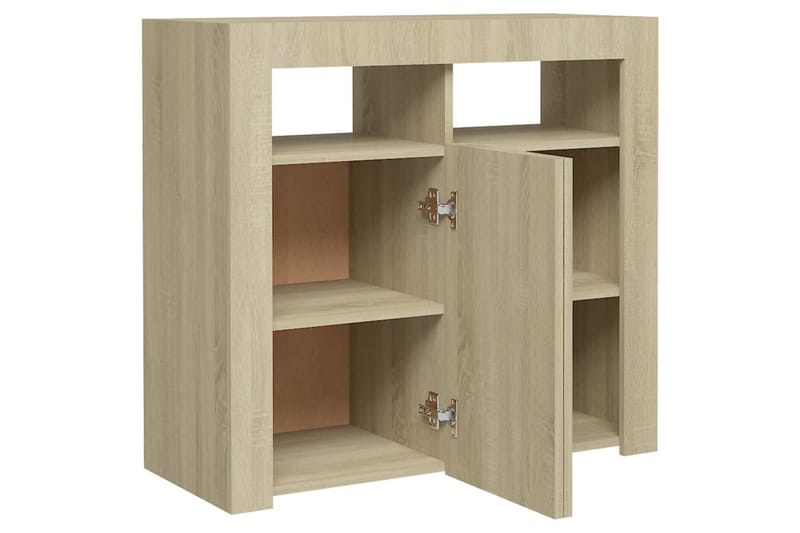 skænk med LED-lys 80x35x75 cm sonoma-eg - Brun - Skænke & sideboards