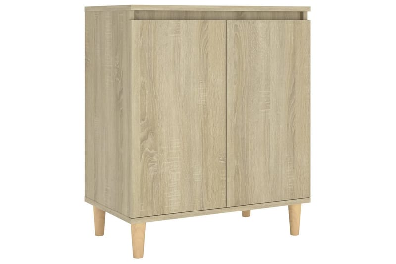 skænk med massive træben 60x35x70 cm spånplade sonoma-eg - Brun - Skænke & sideboards