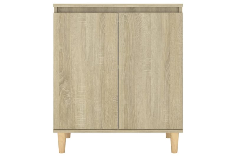 skænk med massive træben 60x35x70 cm spånplade sonoma-eg - Brun - Skænke & sideboards