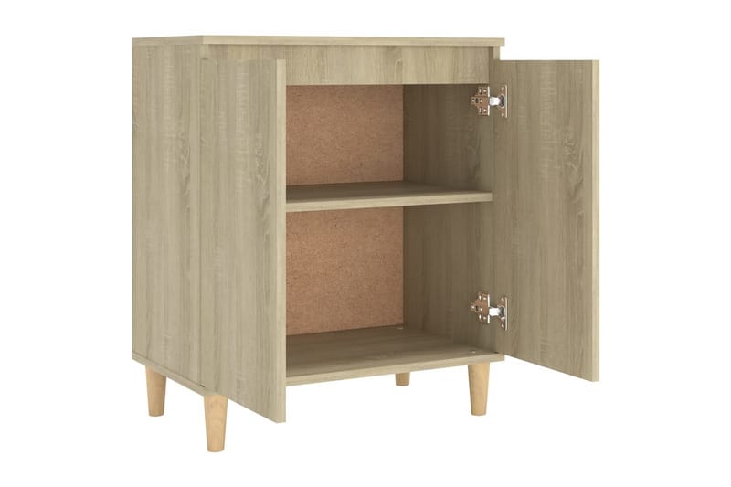 skænk med massive træben 60x35x70 cm spånplade sonoma-eg - Brun - Skænke & sideboards