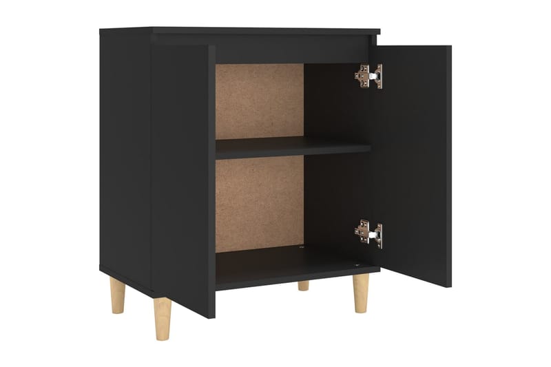 skænk med massive træben 60x35x70 cm spånplade sort - Sort - Skænke & sideboards