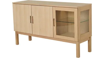 Skænk Odlund med Glasdør & Belysning - Hvidpigmenteret egefiner - Opbevaring - Opbevaringsmøbler - Skænke & sideboards