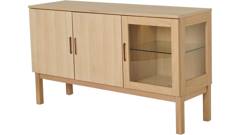 Skænk Odlund med Glasdør & Belysning - Hvidpigmenteret egefiner - Opbevaring - Opbevaringsmøbler - Skænke & sideboards
