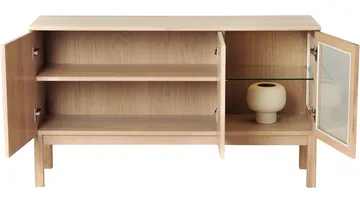 Skænk Odlund med Glasdør & Belysning - Hvidpigmenteret egefiner - Opbevaring - Opbevaringsmøbler - Skænke & sideboards