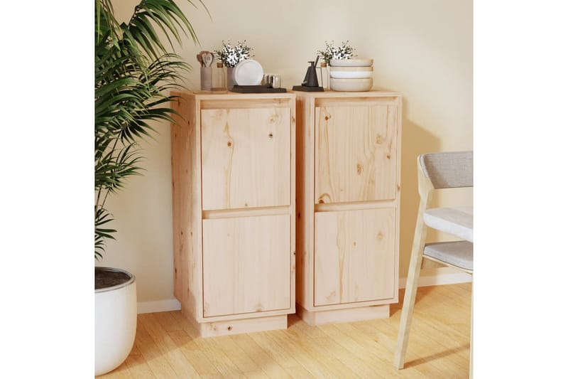 skænke 2 stk. 31,5x34x75 cm massivt fyrretræ - Brun - Opbevaring - Opbevaringsmøbler - Skænke & sideboards