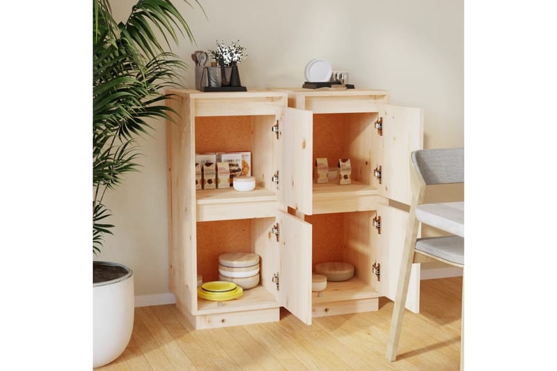 skænke 2 stk. 31,5x34x75 cm massivt fyrretræ - Brun - Opbevaring - Opbevaringsmøbler - Skænke & sideboards