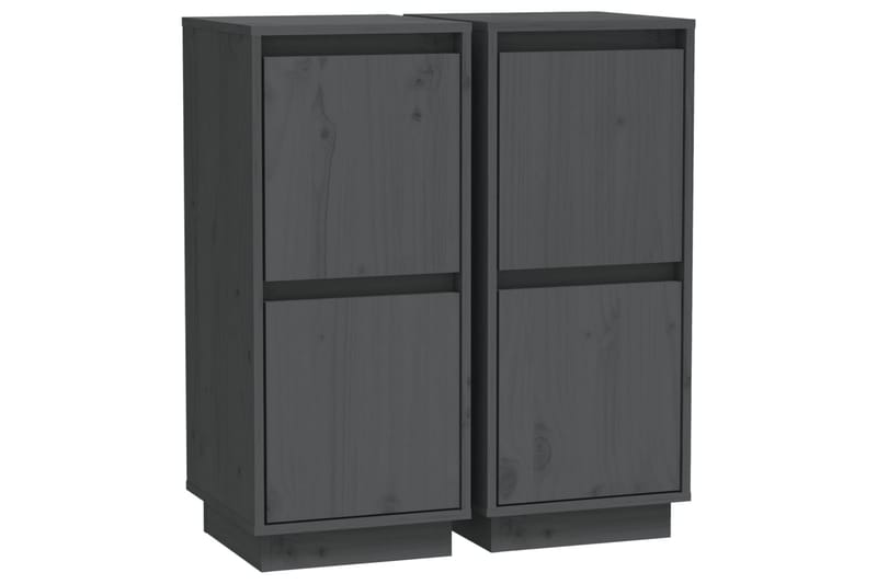 skænke 2 stk. 31,5x34x75 cm massivt fyrretræ grå - Grå - Skænke & sideboards